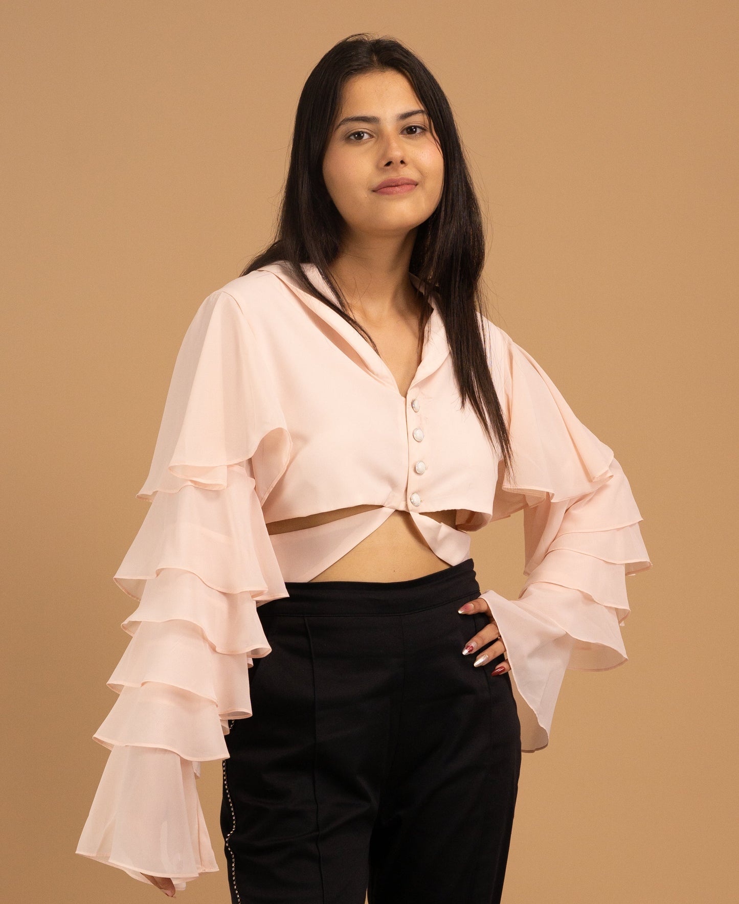 The Bordeaux Rhapsody Ruffle Blouse