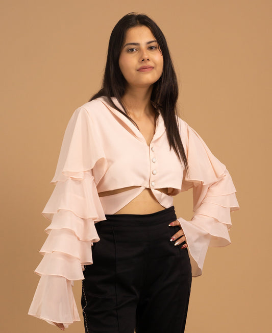 The Bordeaux Rhapsody Ruffle Blouse