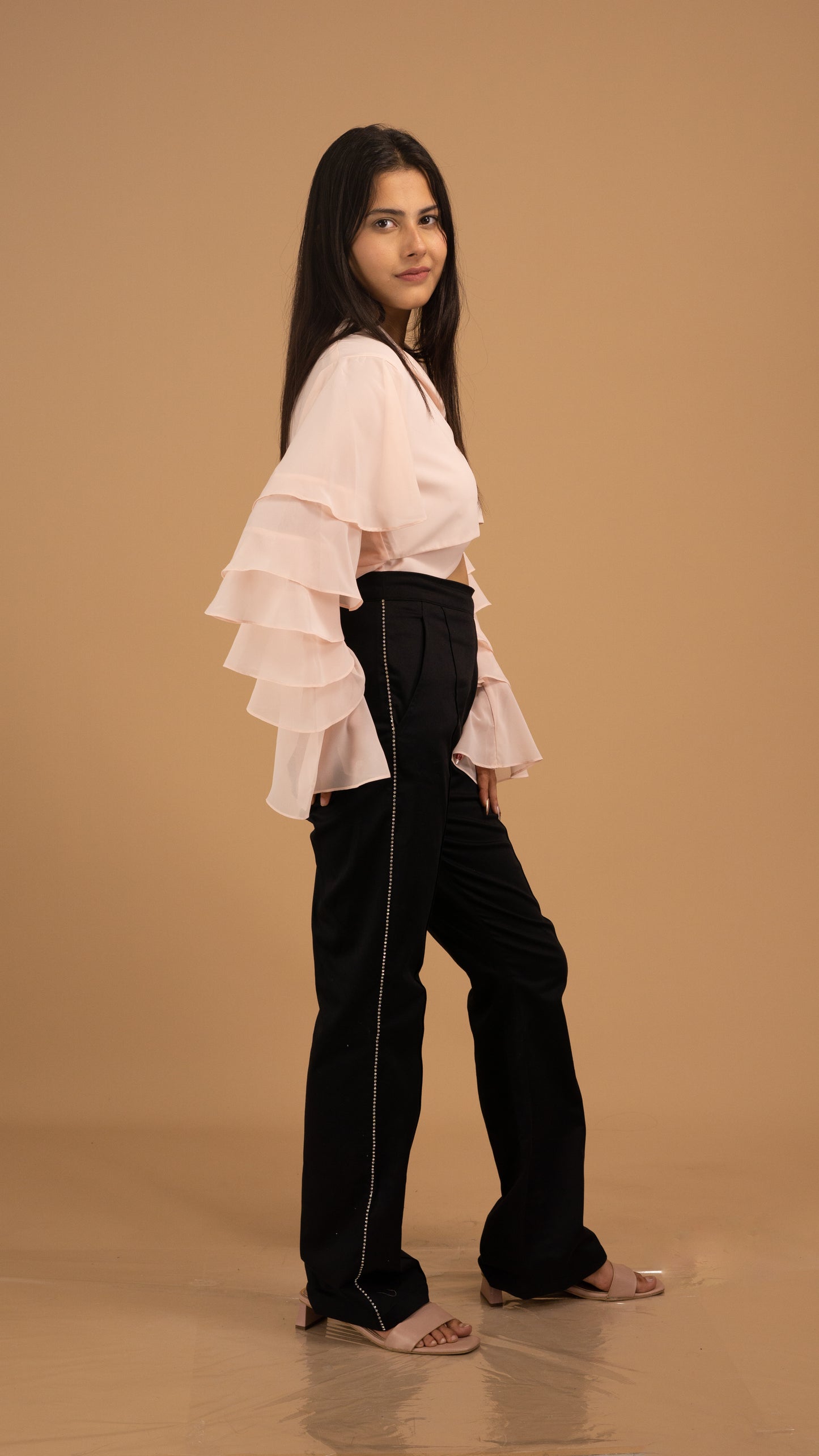 Blush Cascade & Midnight Tailored Co-ord Set