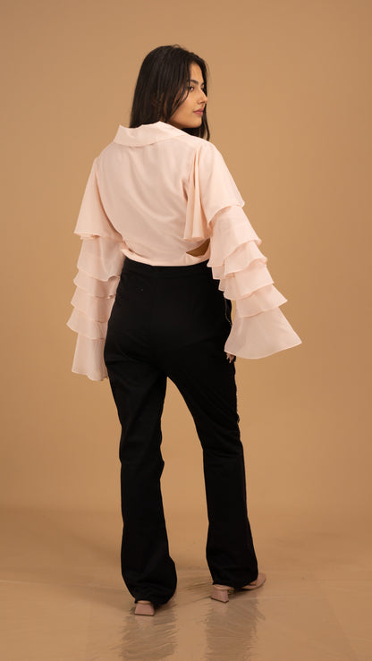 The Bordeaux Rhapsody Ruffle Blouse