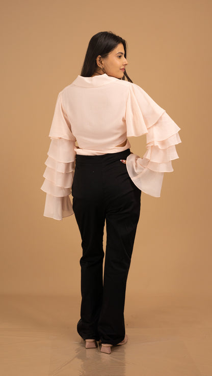 The Bordeaux Rhapsody Ruffle Blouse
