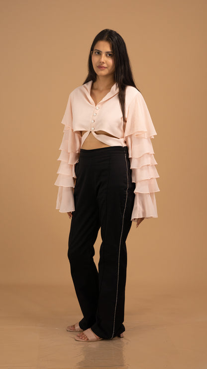 The Bordeaux Rhapsody Ruffle Blouse