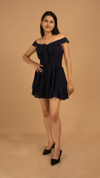 Midnight Elegance Off-Shoulder Dress