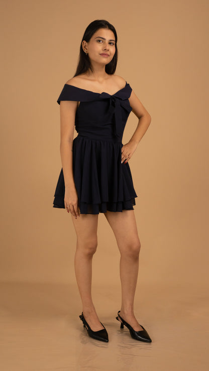 Midnight Elegance Off-Shoulder Dress
