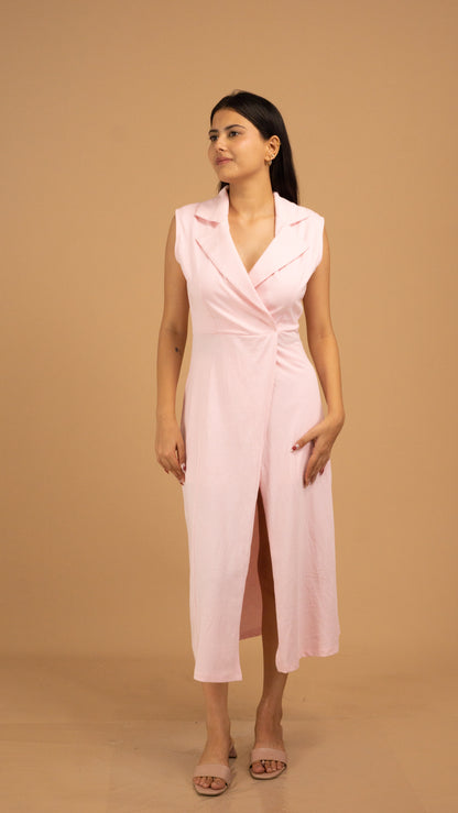 Blush Grace Cotton Wrap Midi Dress