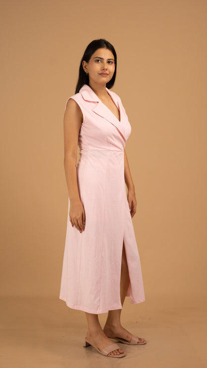 Blush Grace Cotton Wrap Midi Dress
