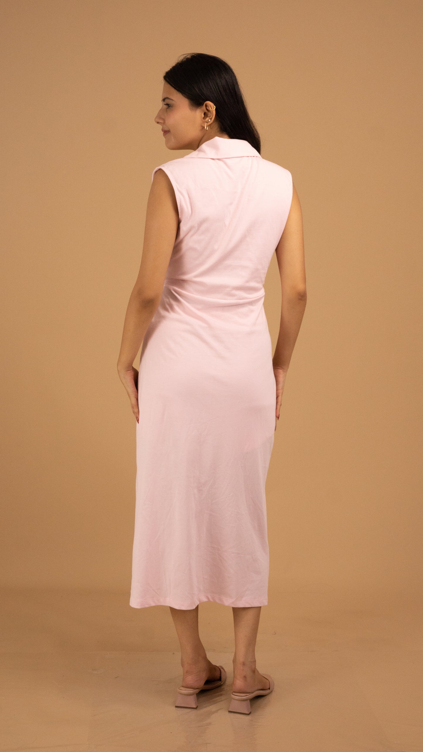 Blush Grace Cotton Wrap Midi Dress