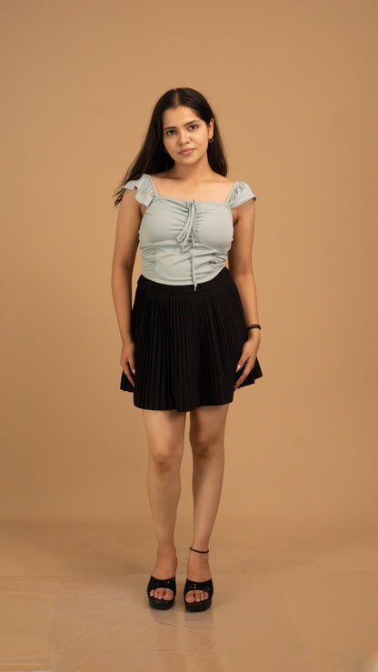 Ruffle Sleeve Ruched Front Top