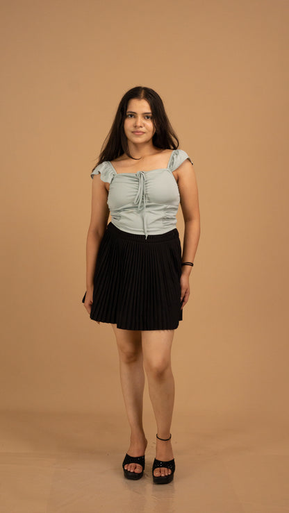 Ruffle Sleeve Ruched Front Top