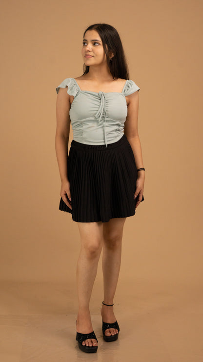 Ruffle Sleeve Ruched Front Top