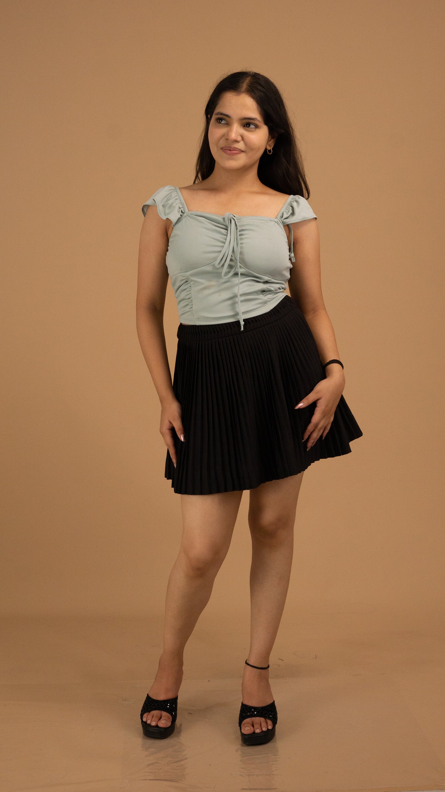 Ruffle Sleeve Ruched Front Top