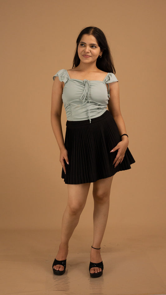 Ruffle Sleeve Ruched Front Top