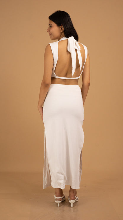 Flower Cut-Out Cotton Maxi Dress