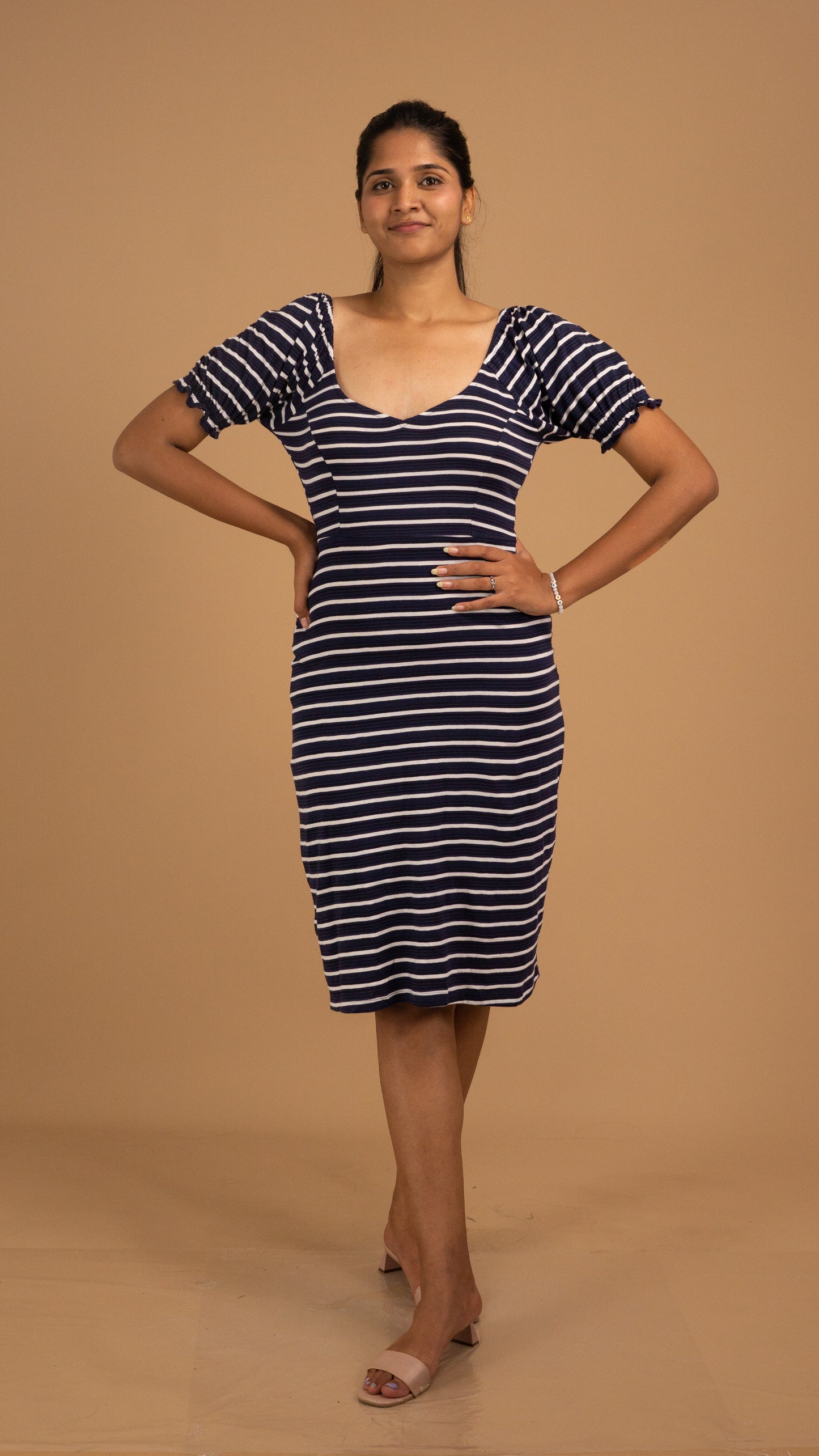 Marina Stripe Cotton Midi Dress