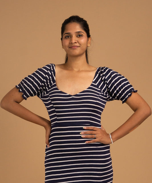 The Riviera Stripe Puff-Sleeve Top
