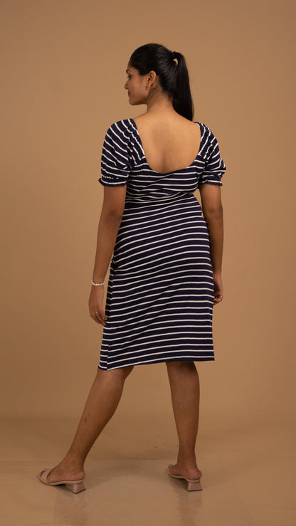 The Riviera Stripe Puff-Sleeve Top