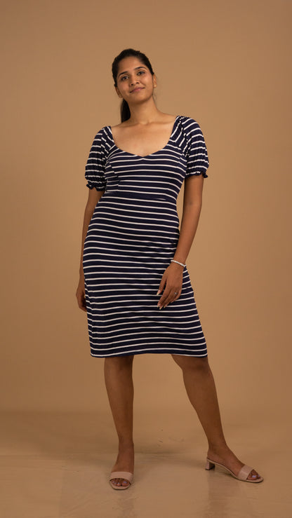 The Riviera Stripe Puff-Sleeve Top