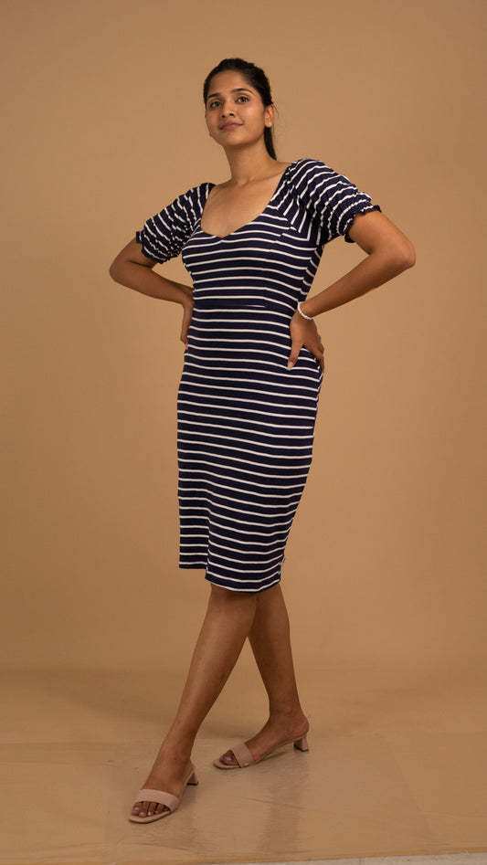 Marina Stripe Cotton Midi Dress