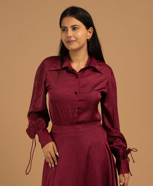 The Bordeaux Satin Poise Shirt
