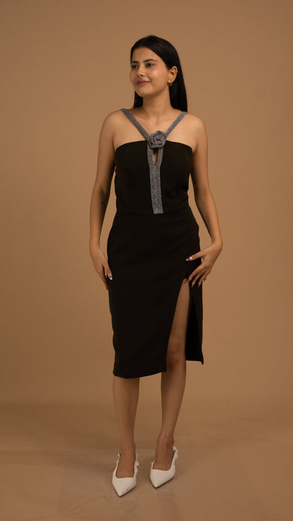 Crepe Rose Accent Dress