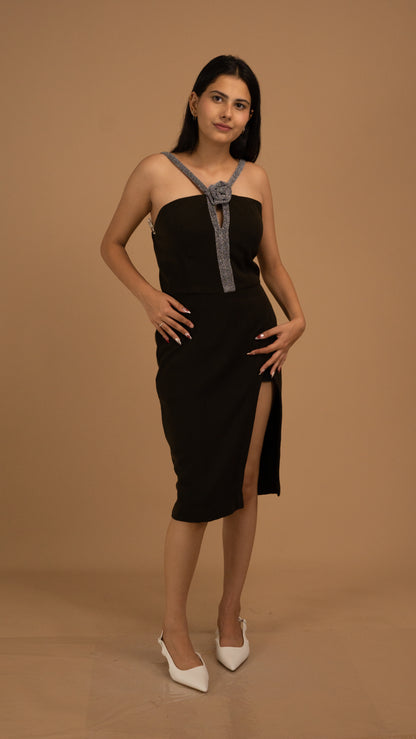 Crepe Rose Accent Dress