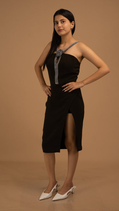 Crepe Rose Accent Dress