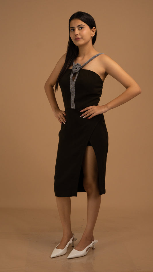 Crepe Rose Accent Dress