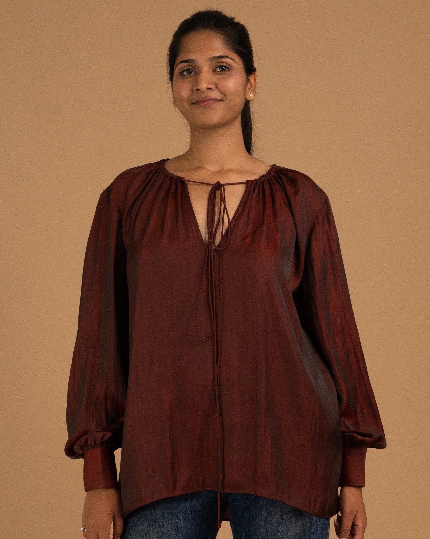 The Rustic Garnet Textured Blouse