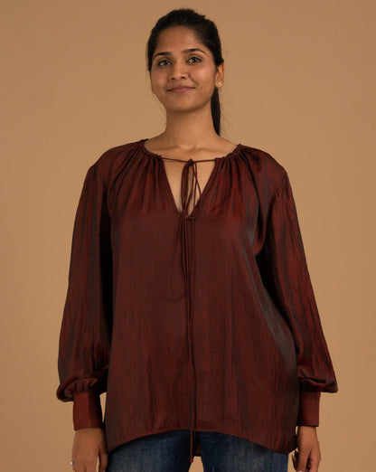 The Rustic Garnet Textured Blouse