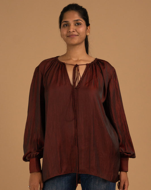 The Rustic Garnet Textured Blouse