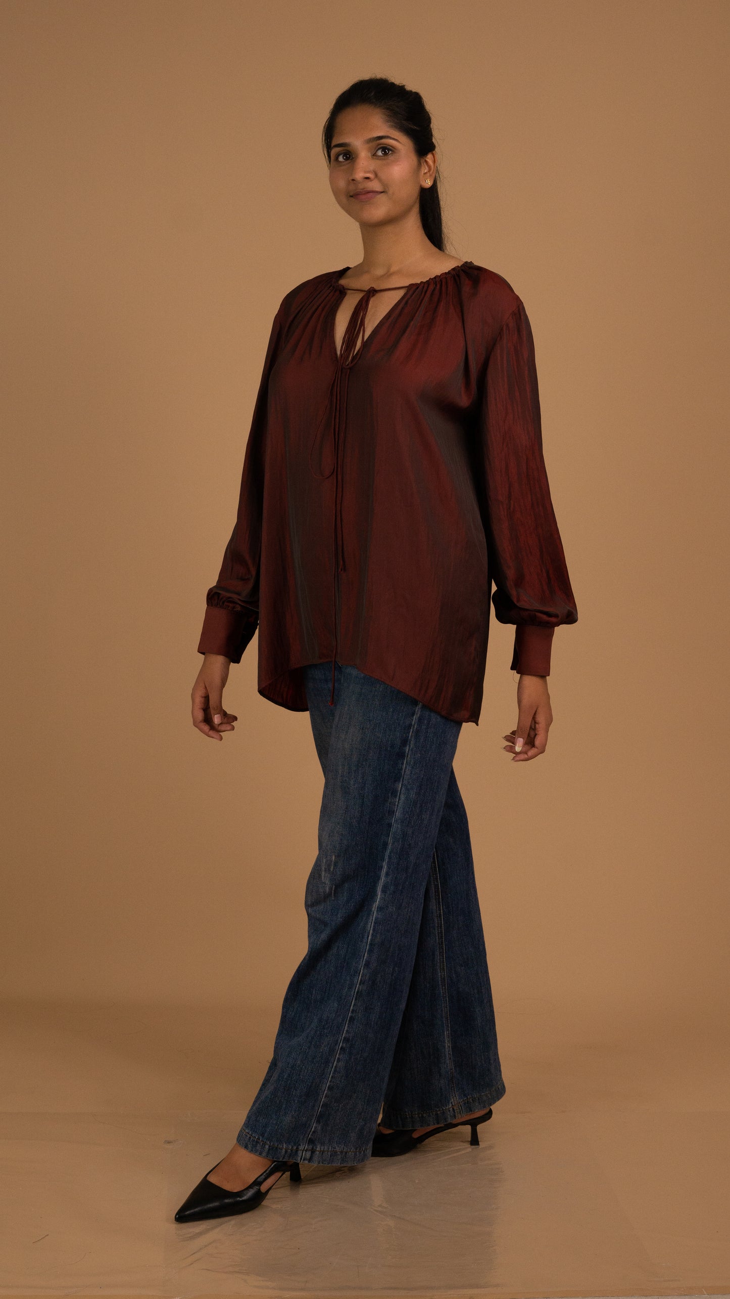 The Rustic Garnet Textured Blouse