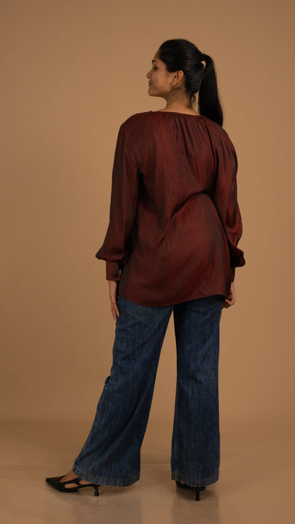 The Rustic Garnet Textured Blouse
