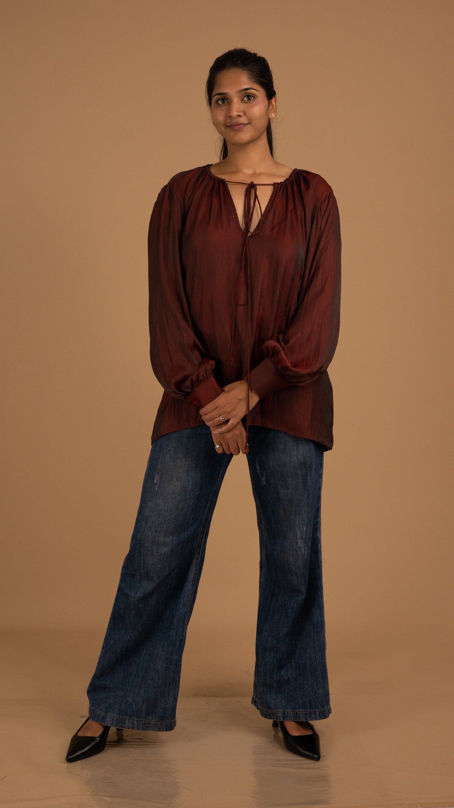 The Rustic Garnet Textured Blouse