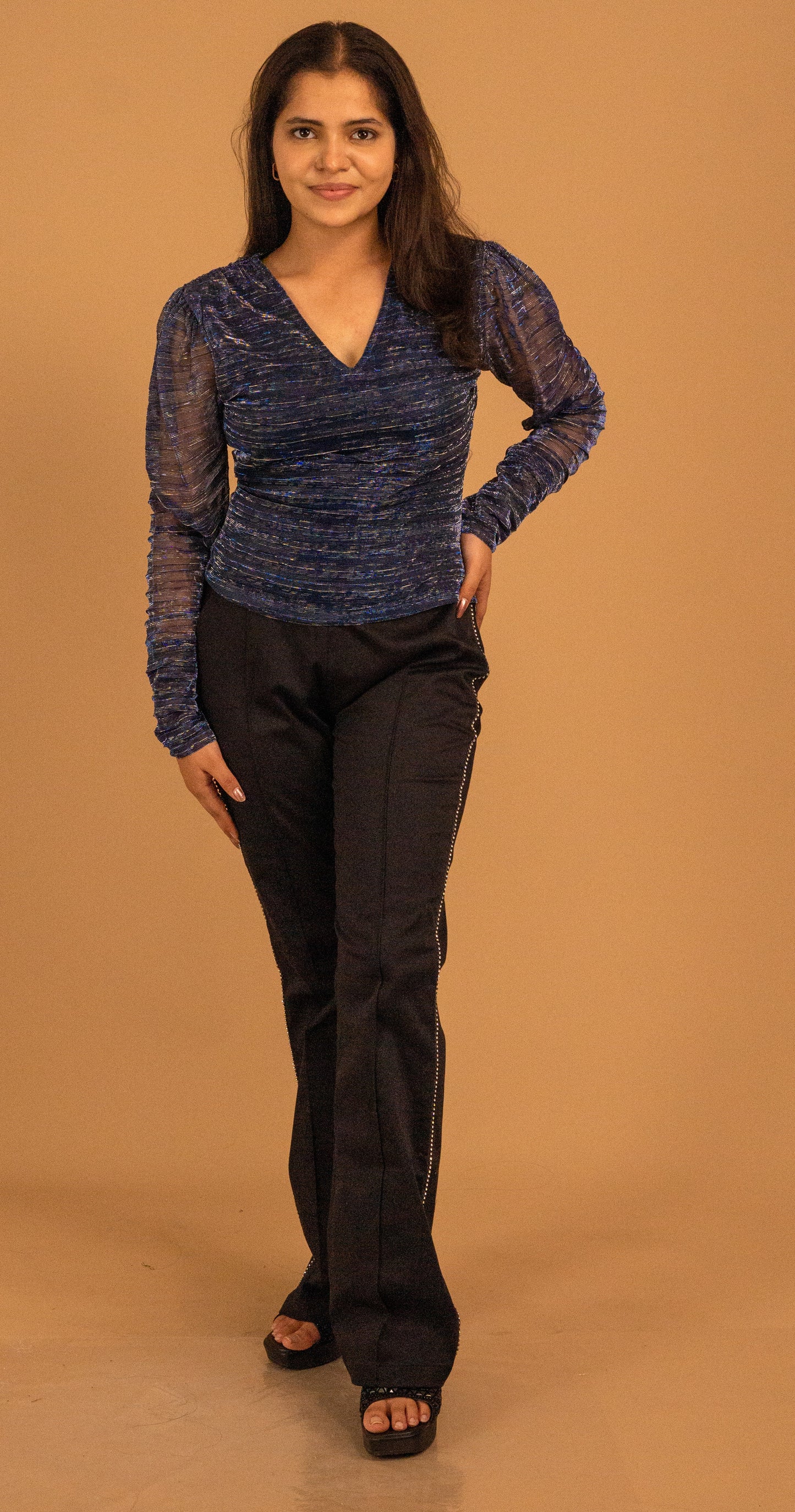 The Midnight Lurex Ruched Top