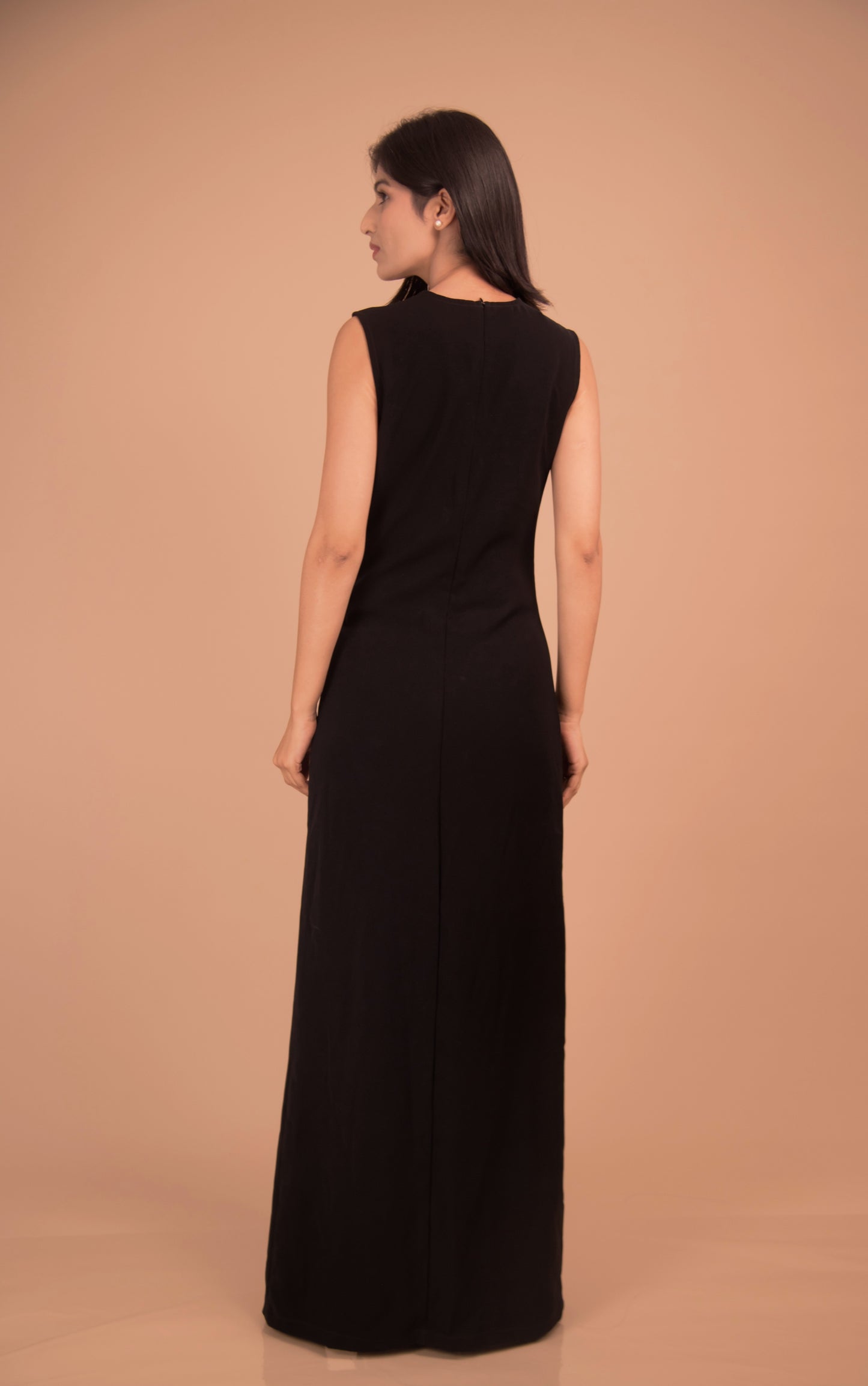 Noir Éclat Crystal-Trim Maxi Dress