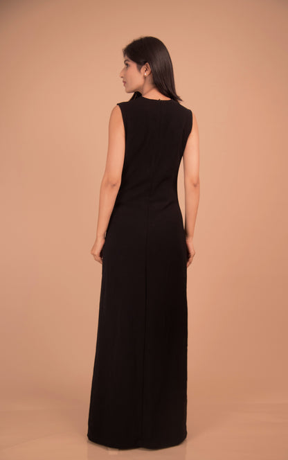 Noir Éclat Crystal-Trim Maxi Dress