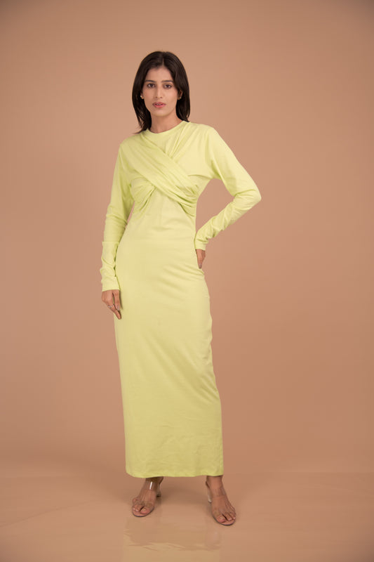 Limoncello Luxe — Draped Bodice Maxi Dress