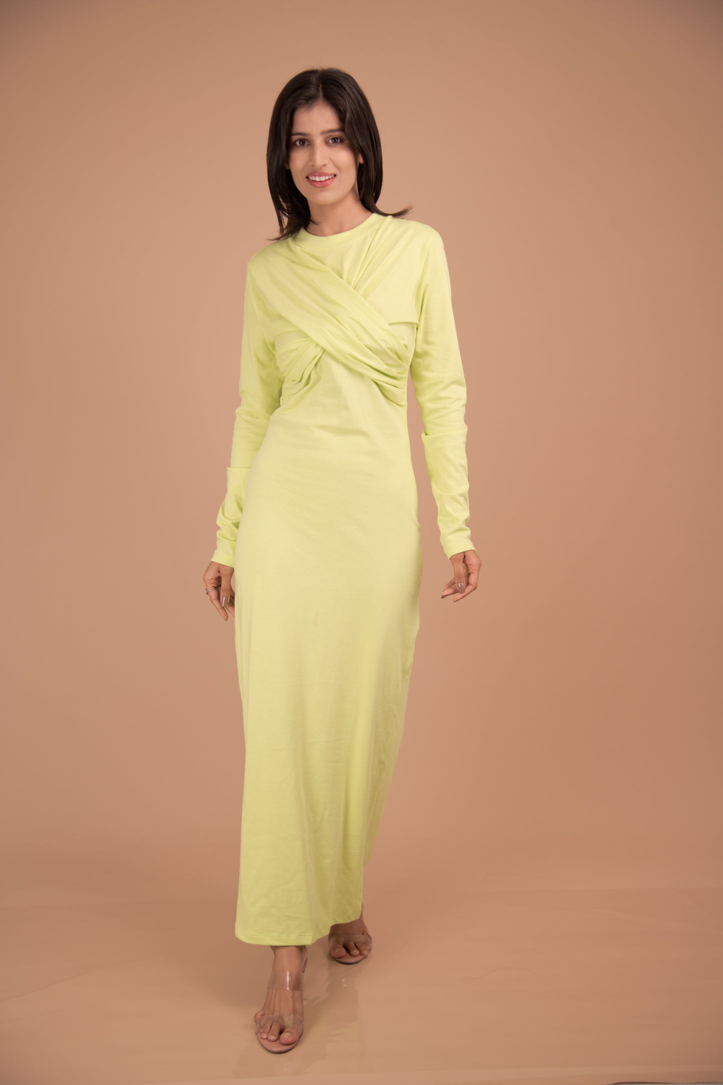 Limoncello Luxe — Draped Bodice Maxi Dress