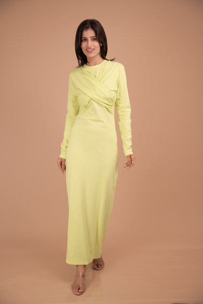 Limoncello Luxe — Draped Bodice Maxi Dress