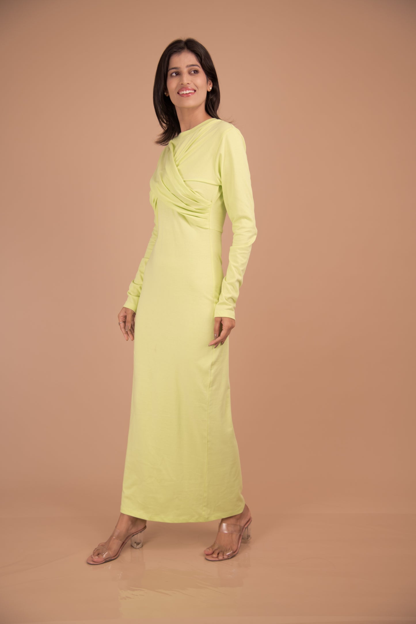 Limoncello Luxe — Draped Bodice Maxi Dress