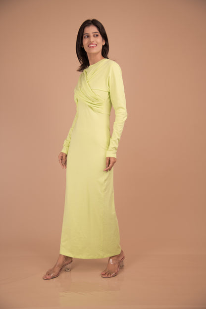 Limoncello Luxe — Draped Bodice Maxi Dress