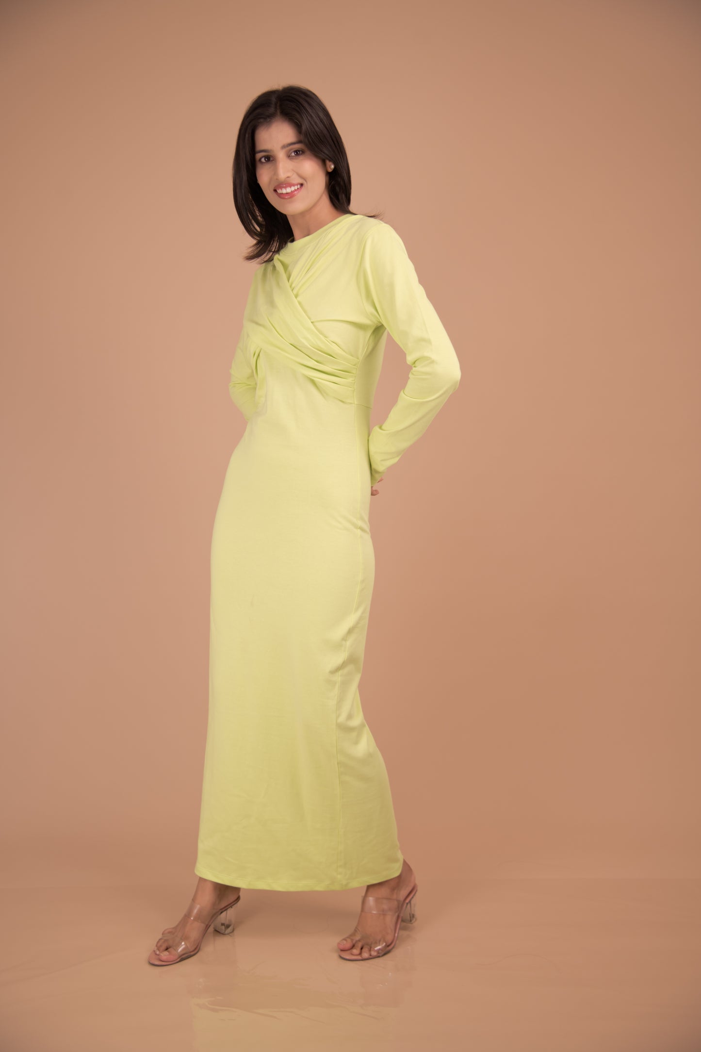 Limoncello Luxe — Draped Bodice Maxi Dress