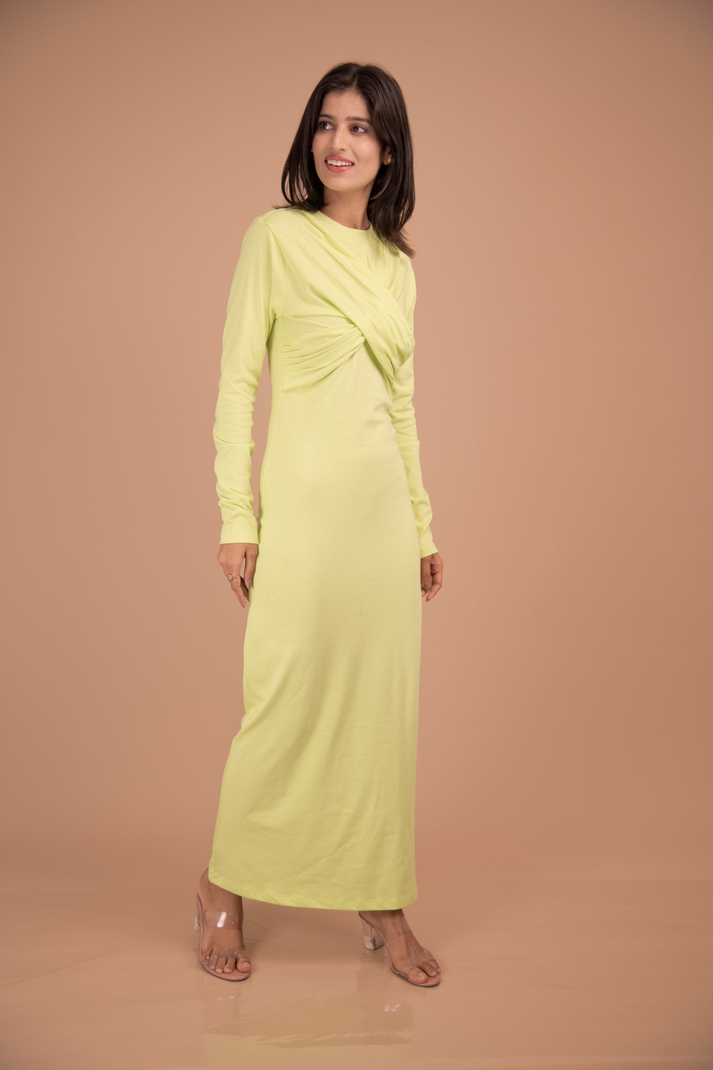 Limoncello Luxe — Draped Bodice Maxi Dress