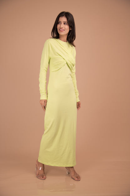 Limoncello Luxe — Draped Bodice Maxi Dress