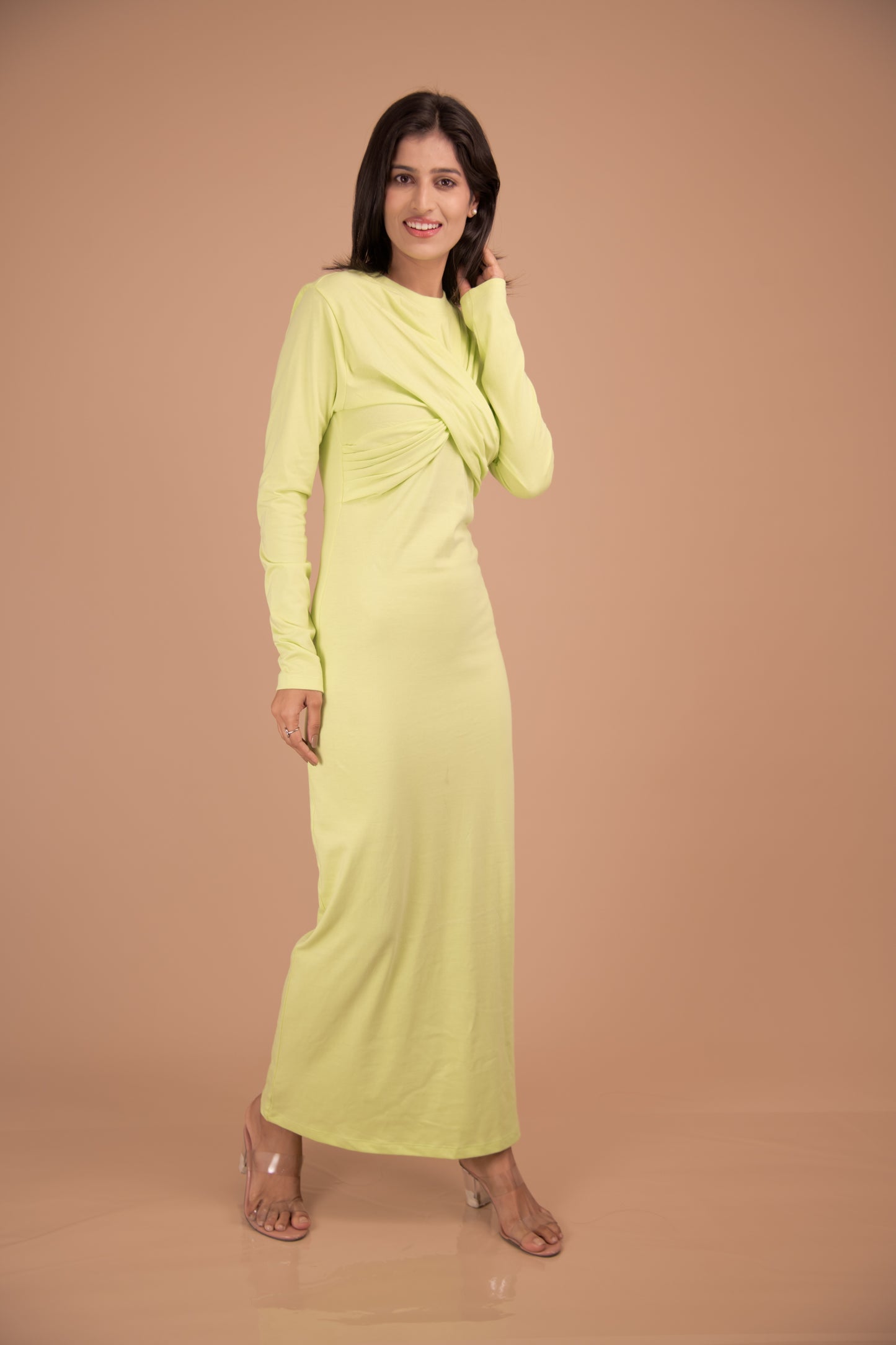 Limoncello Luxe — Draped Bodice Maxi Dress