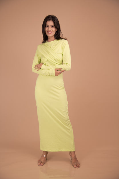 Limoncello Luxe — Draped Bodice Maxi Dress