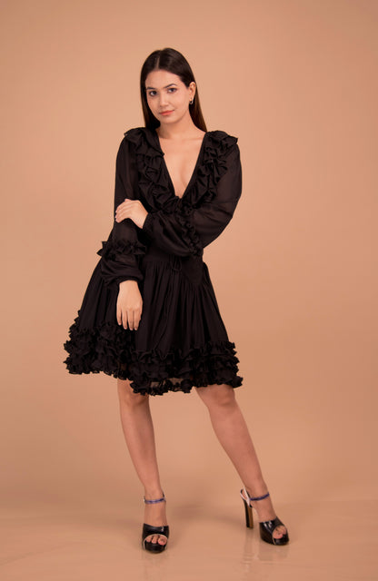 Éclat Noir — Flounce-Trim Net Mini
