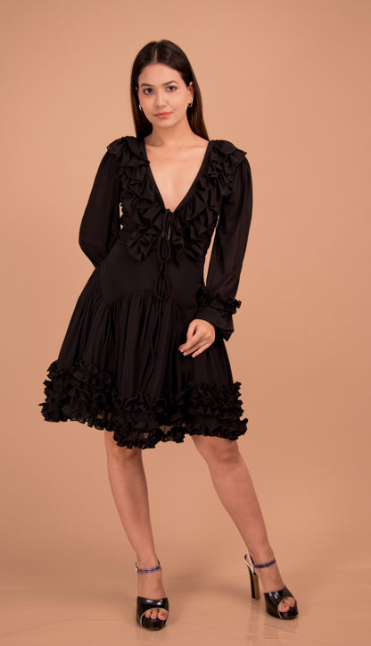 Éclat Noir — Flounce-Trim Net Mini