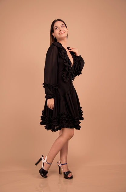 Éclat Noir — Flounce-Trim Net Mini