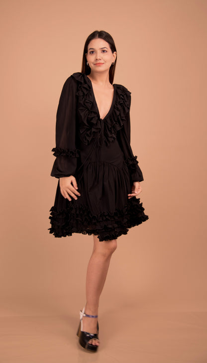 Éclat Noir — Flounce-Trim Net Mini